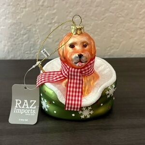 Raz Celebrate the Season Puppy in a Scarf Ornament